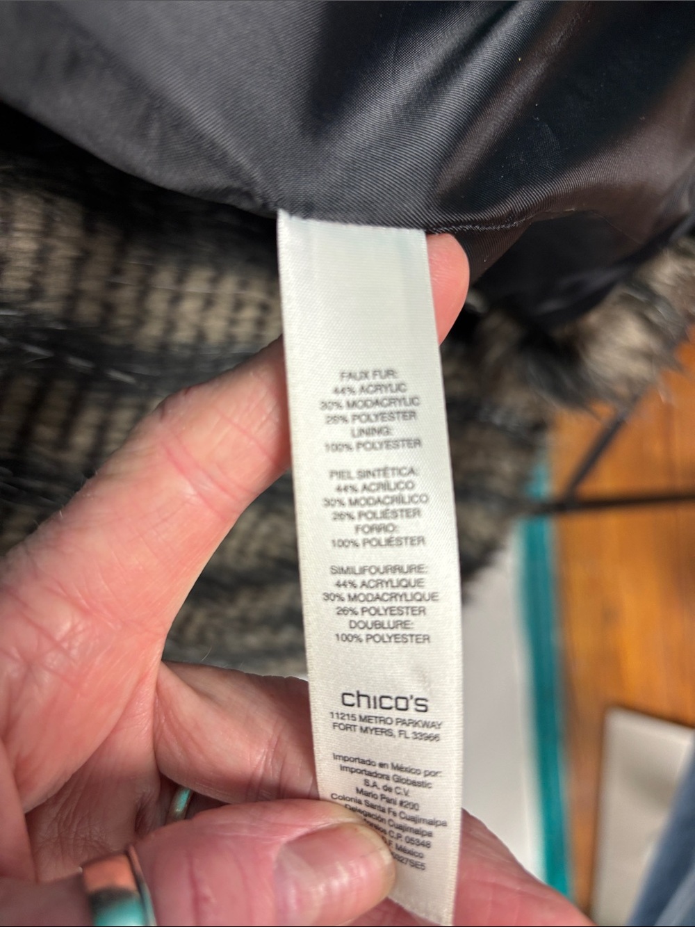 Chico's Black and Brown Faux Fur Sleeveless Vest - Picture 3 of 6